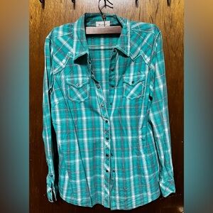 Ariat Teal Plaid Button Down Shirt